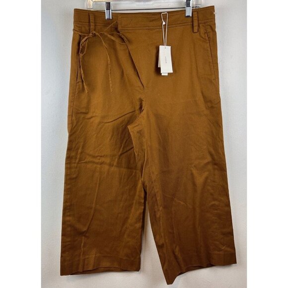 Vince Tie Waist Culotte Size 12 Color Teakwood New $265 - Picture 13 of 16